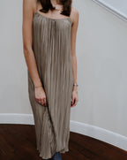 Crinkled Midi Dress - Khaki