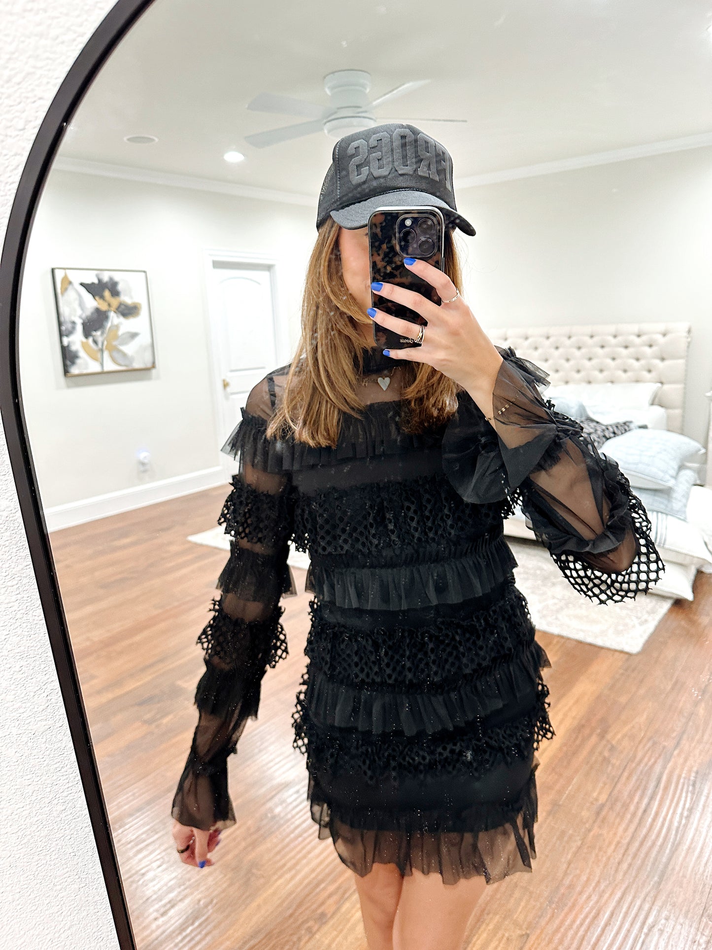 Ruffled Tiered Dress - Black
