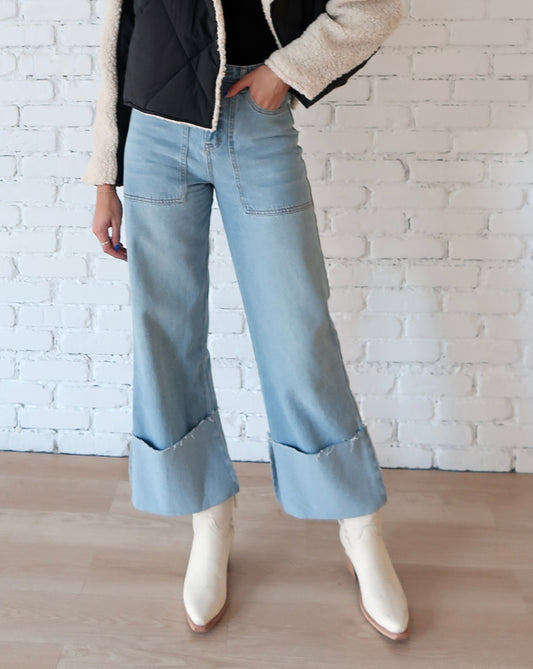 Jane Cuffed Jean - Lt Denim