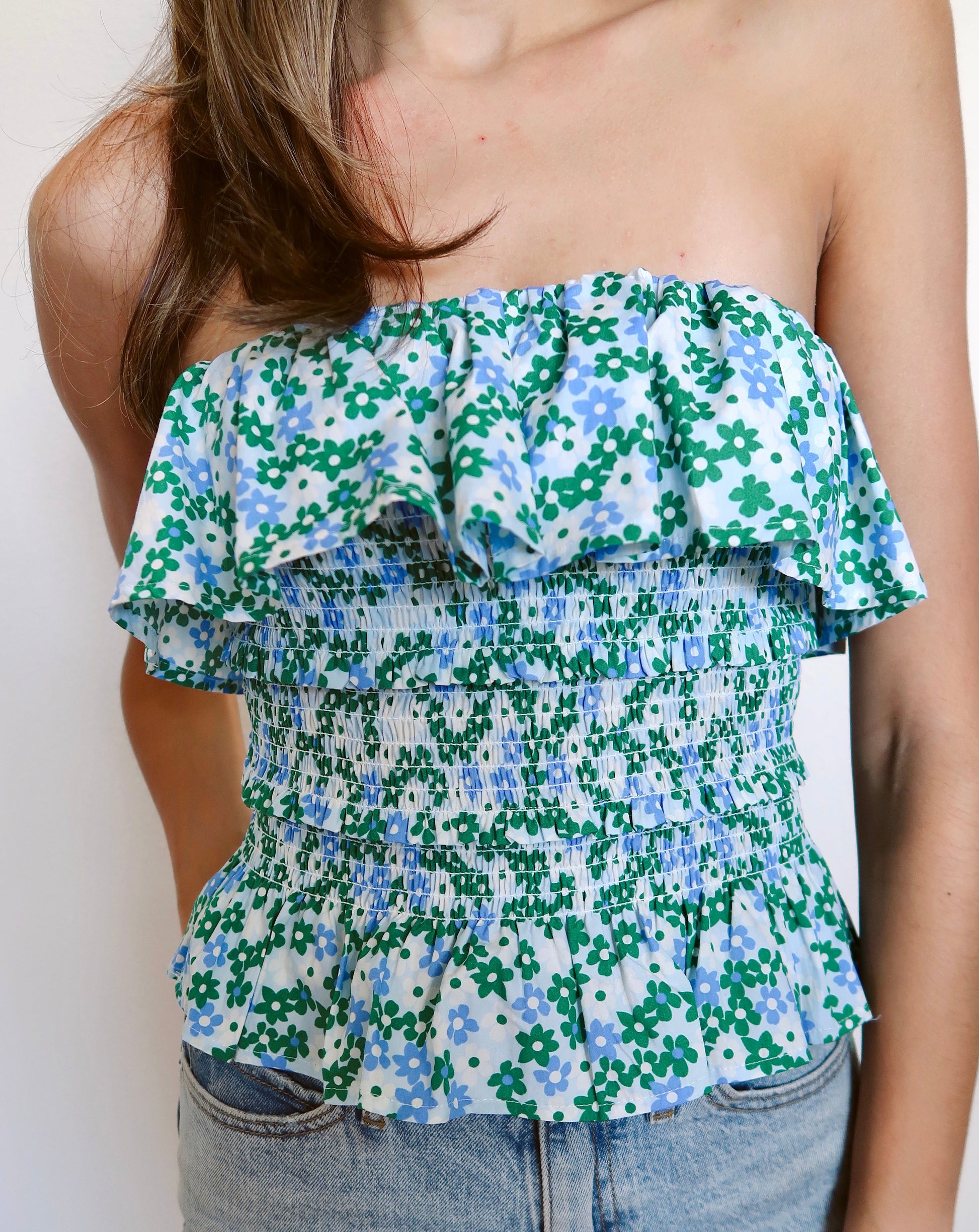 Mabel Top - Green/Blue Multi
